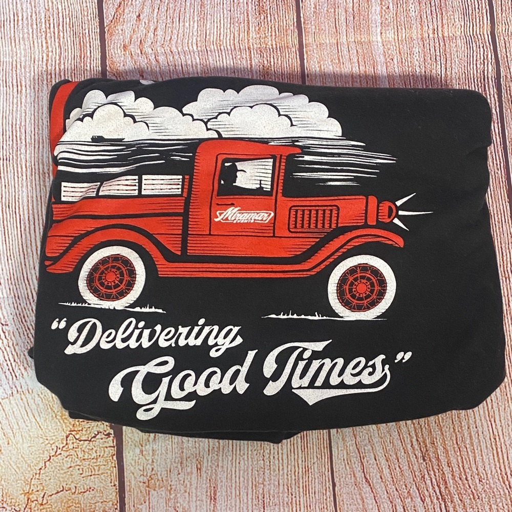 Just Hoods XL Black Graphic Hoodie Delivering Good Times Pullover Sweatshirt - Picture 15 of 15